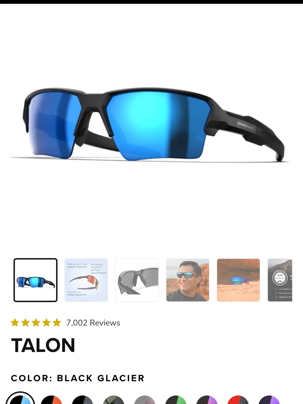 Talon Men's Sunglasses - Black Frame with Glacier Blue Lenses